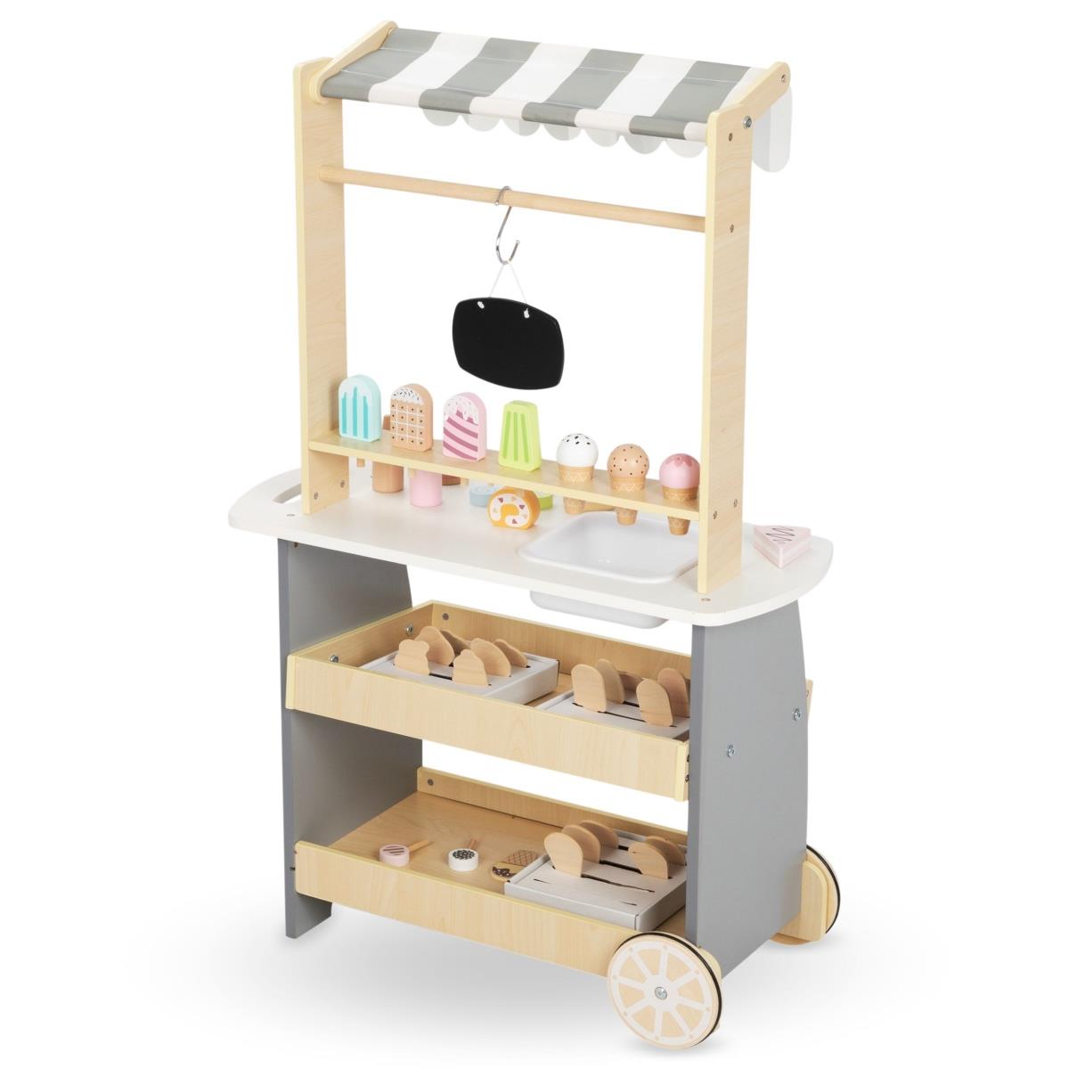 Glacier à roulettes en bois - chariot à glaces