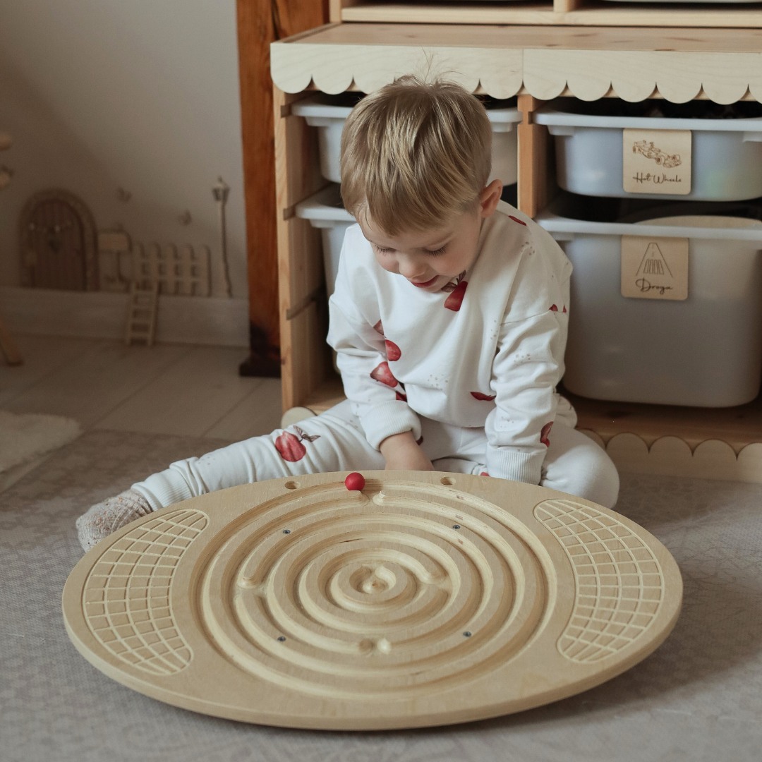 Planche d'équilibre en bois avec labyrinthe et balles - balance rocker