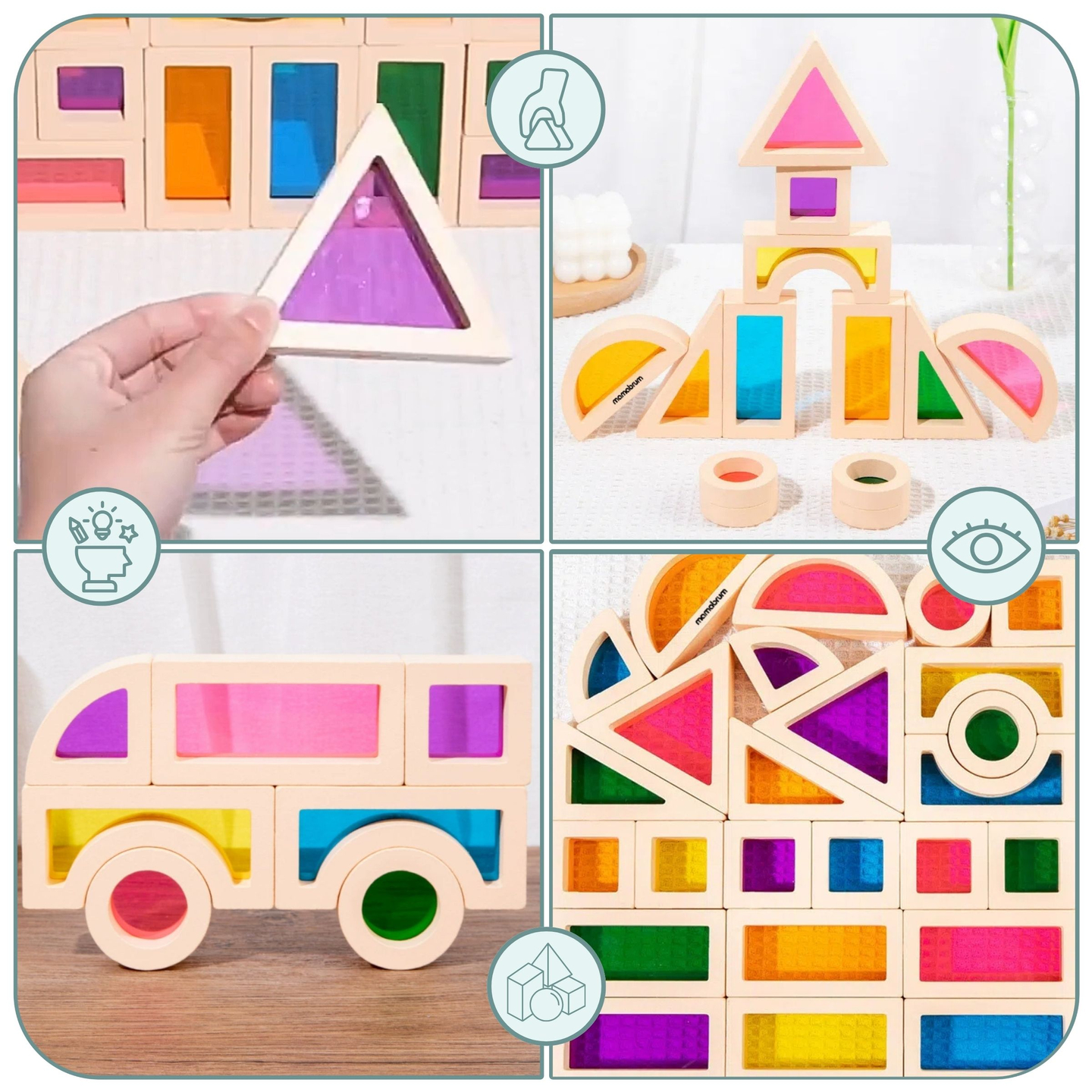 Blocs de bois arc-en-ciel - 25 éléments