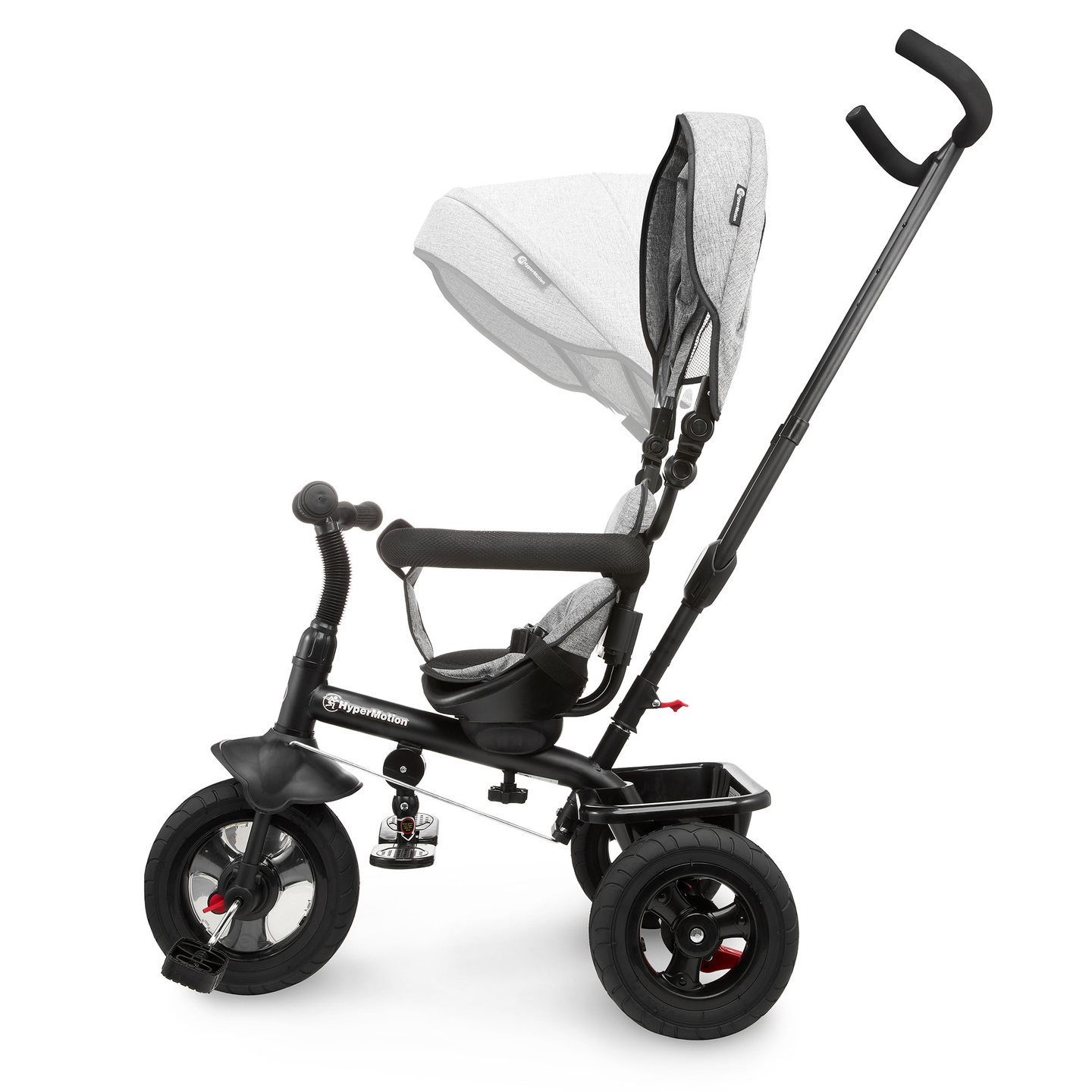 Tricycle pour enfants 1-4 ans - TOBI FREY - couleur gris - pivotant - roues gonflables + poussoir