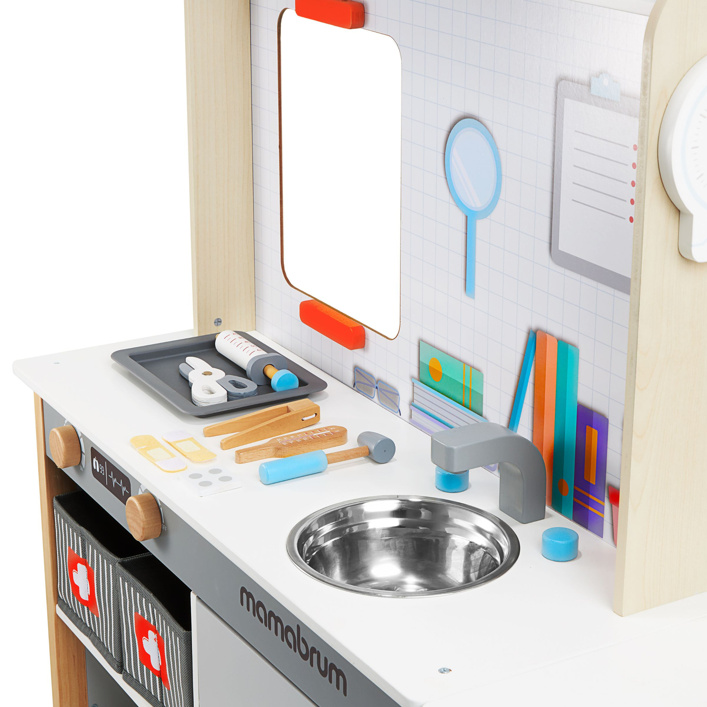 Cabinet médical en bois hôpital XXL - set de médecin avec accessoires