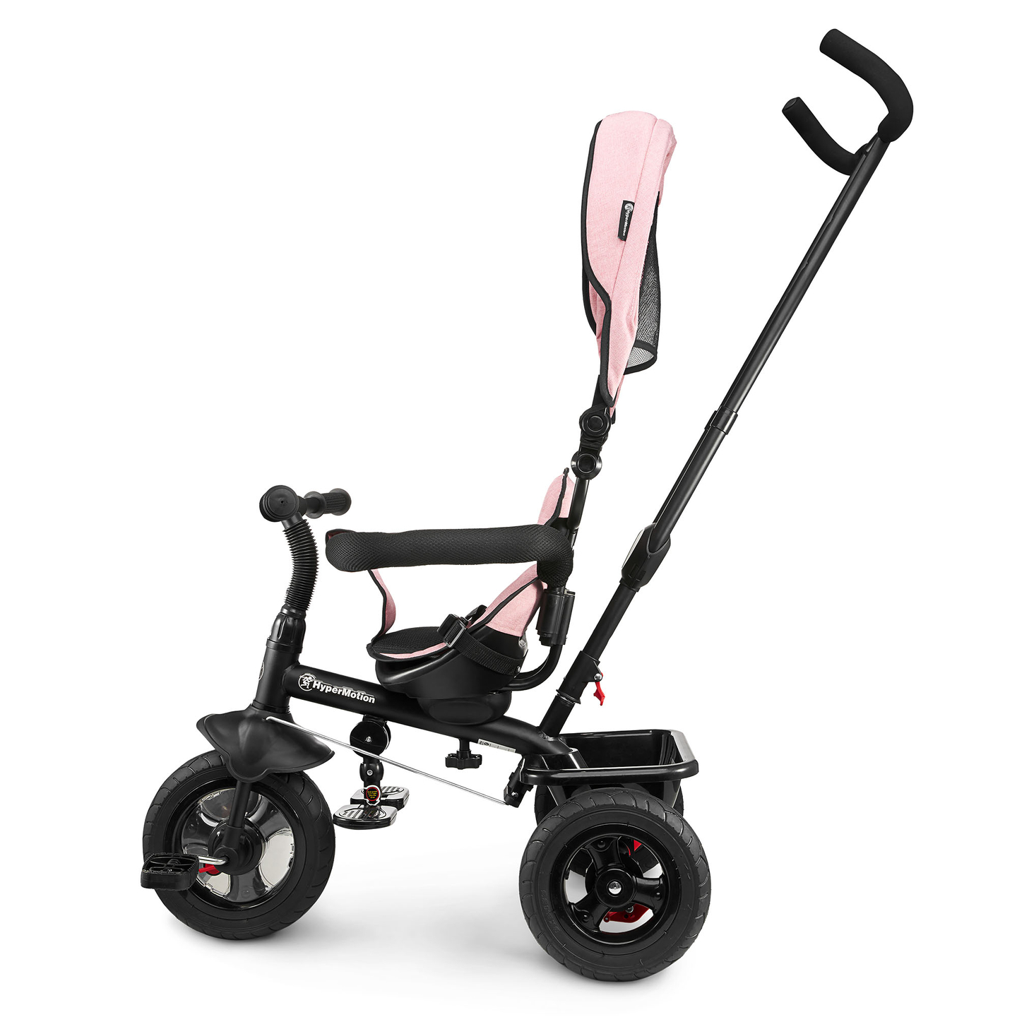 Tricycle pour enfants 1-4 ans - TOBI FREY - couleur rose - pivotant - roues pompées + pousseur