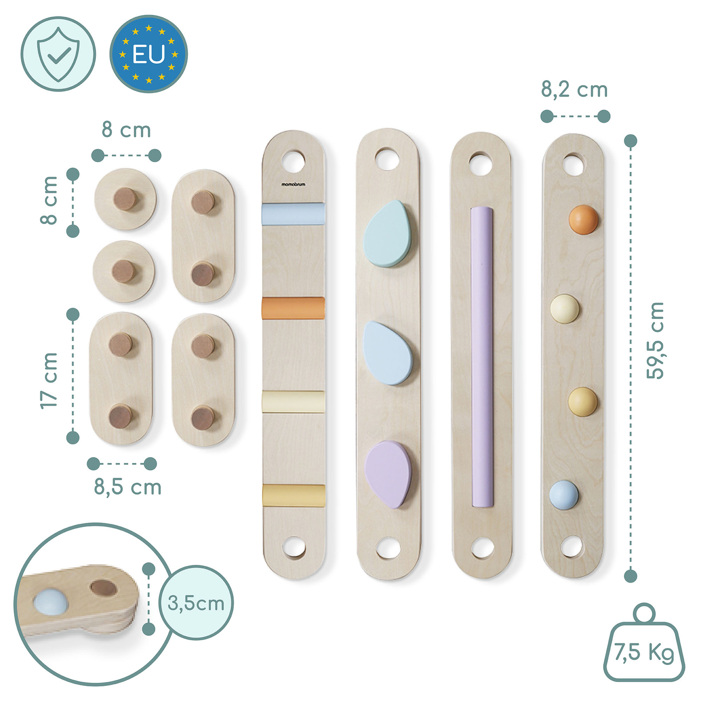 Grand parcours sensoriel en bois - piste d'équilibre - 9 éléments