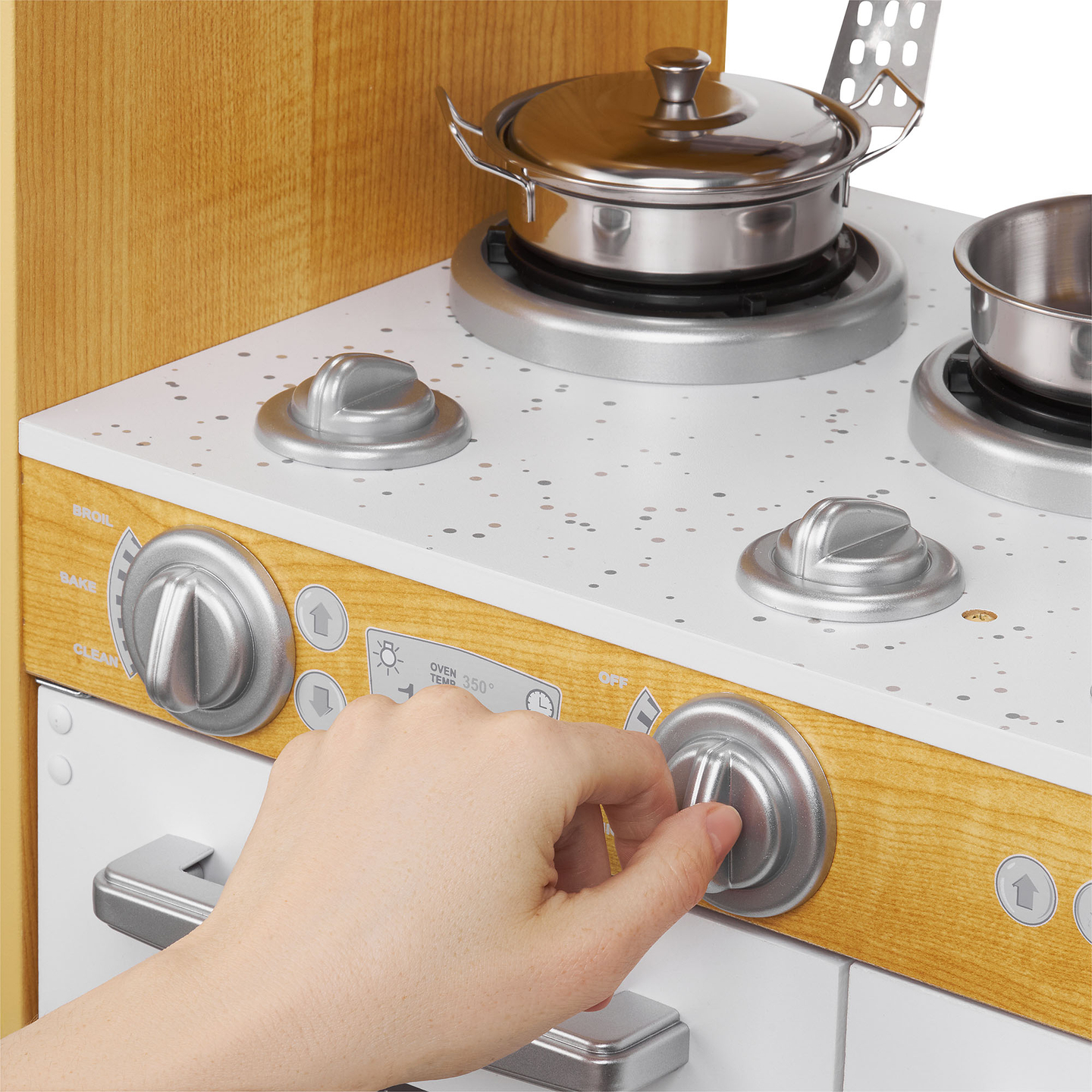 Cuisine en bois XXL avec éclairage LED, tablier et accessoires