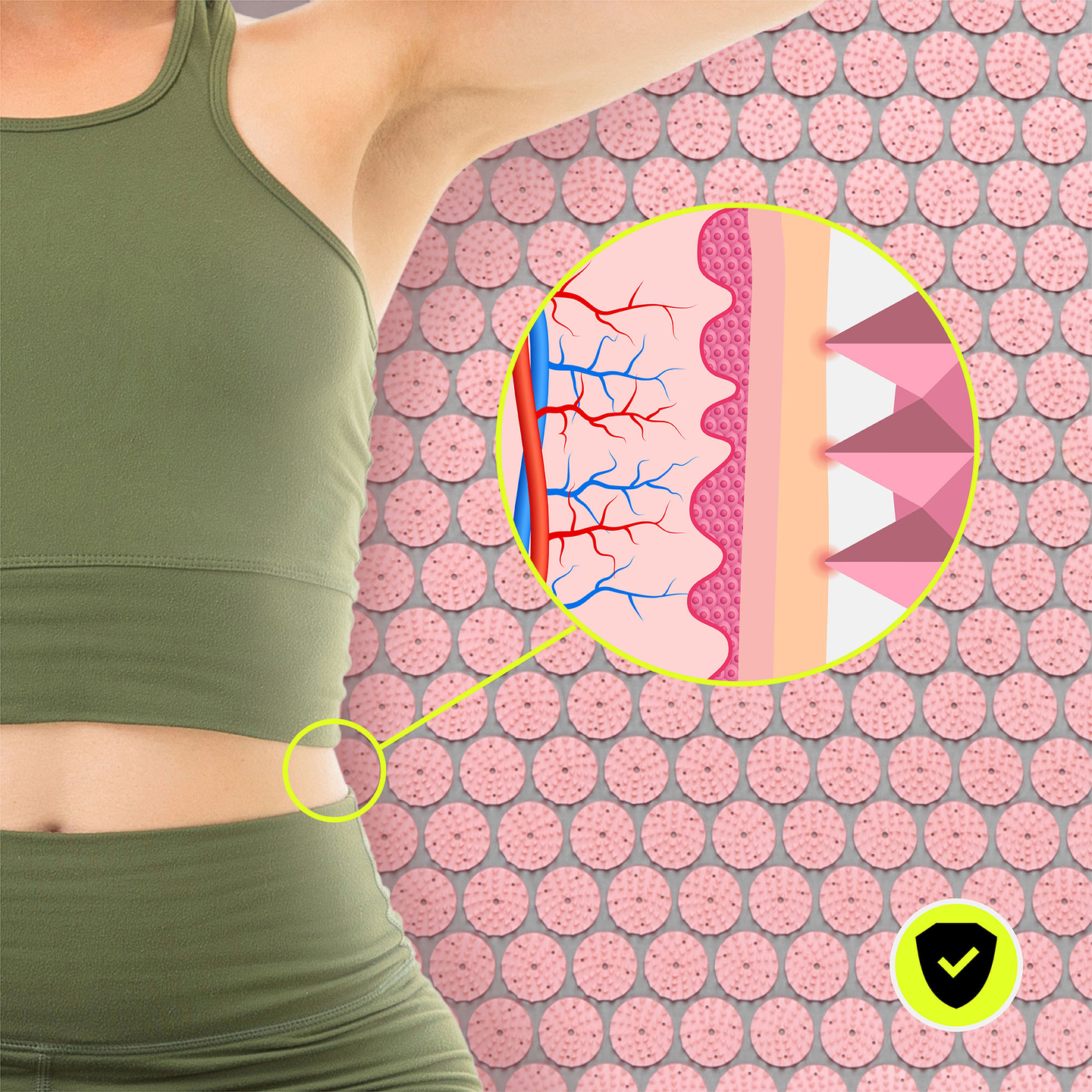 Grand tapis d'acupression avec coussin et housse - 130 cm HyperMotion gris et rose