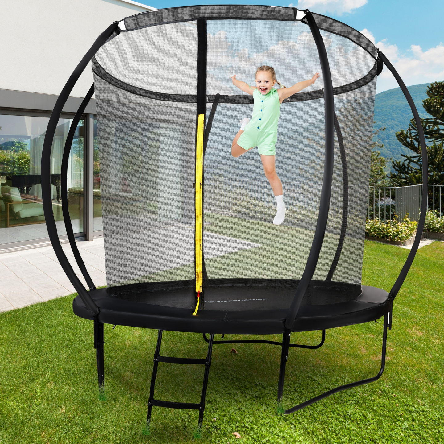 Trampoline de jardin pour enfants HyperMotion - 244 cm 8FT - avec échelle et filet intérieur - pour la maison et le jardin