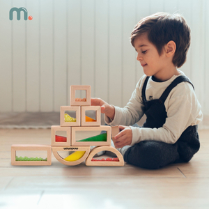 Jeu de blocs sensoriels en bois avec différents remplissages - 15 pièces