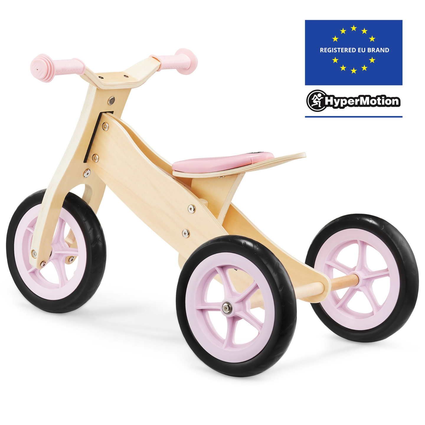 Tricycle et draisienne en bois 2en1 - HyperMotion PERCY - rose