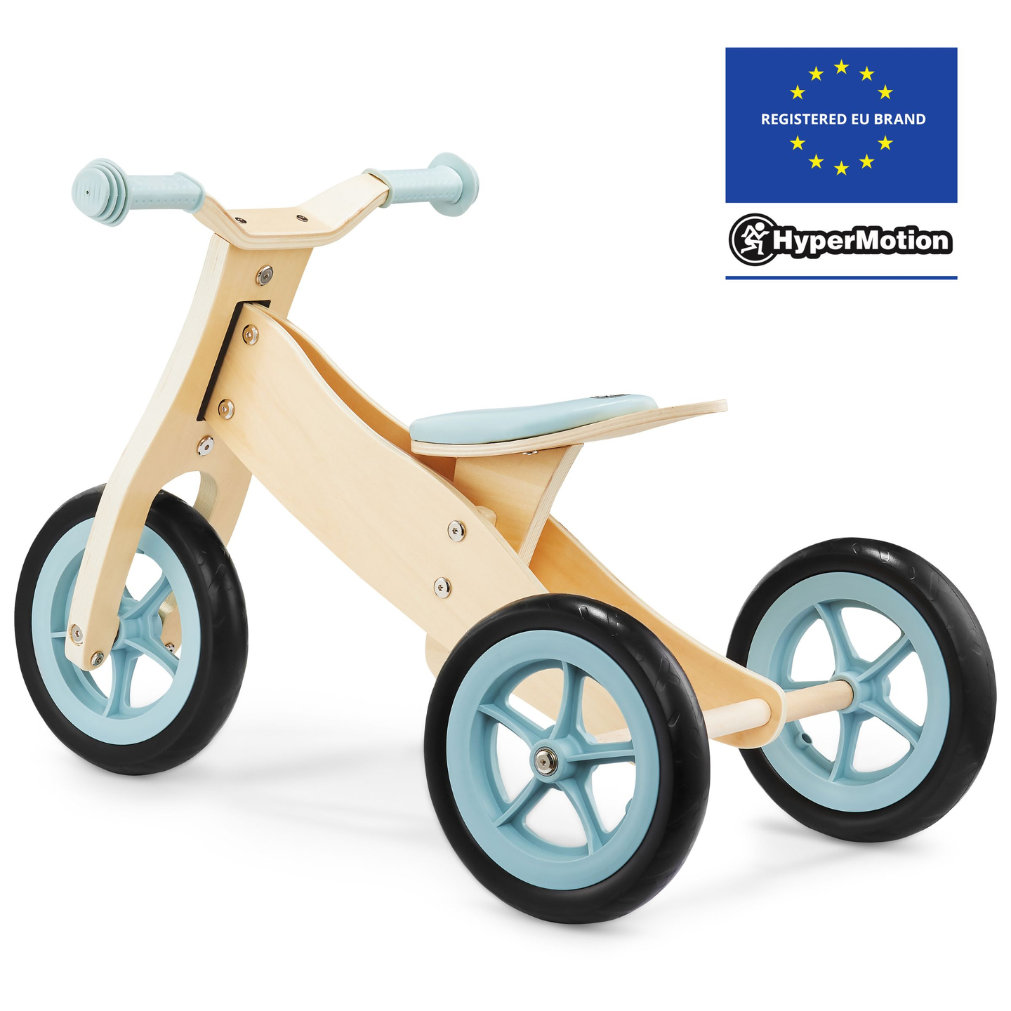 Tricycle et draisienne en bois 2en1 - HyperMotion PERCY - bleu