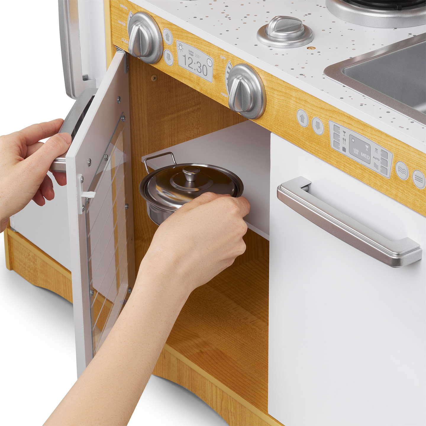 Cuisine en bois XXL avec éclairage LED, tablier et accessoires