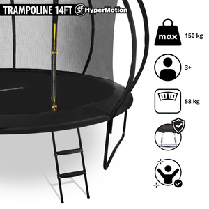 Trampoline de jardin XXXL pour enfants HyperMotion - 430 cm 14FT - avec échelle et filet intérieur - pour la maison et le jardin - 150kg max