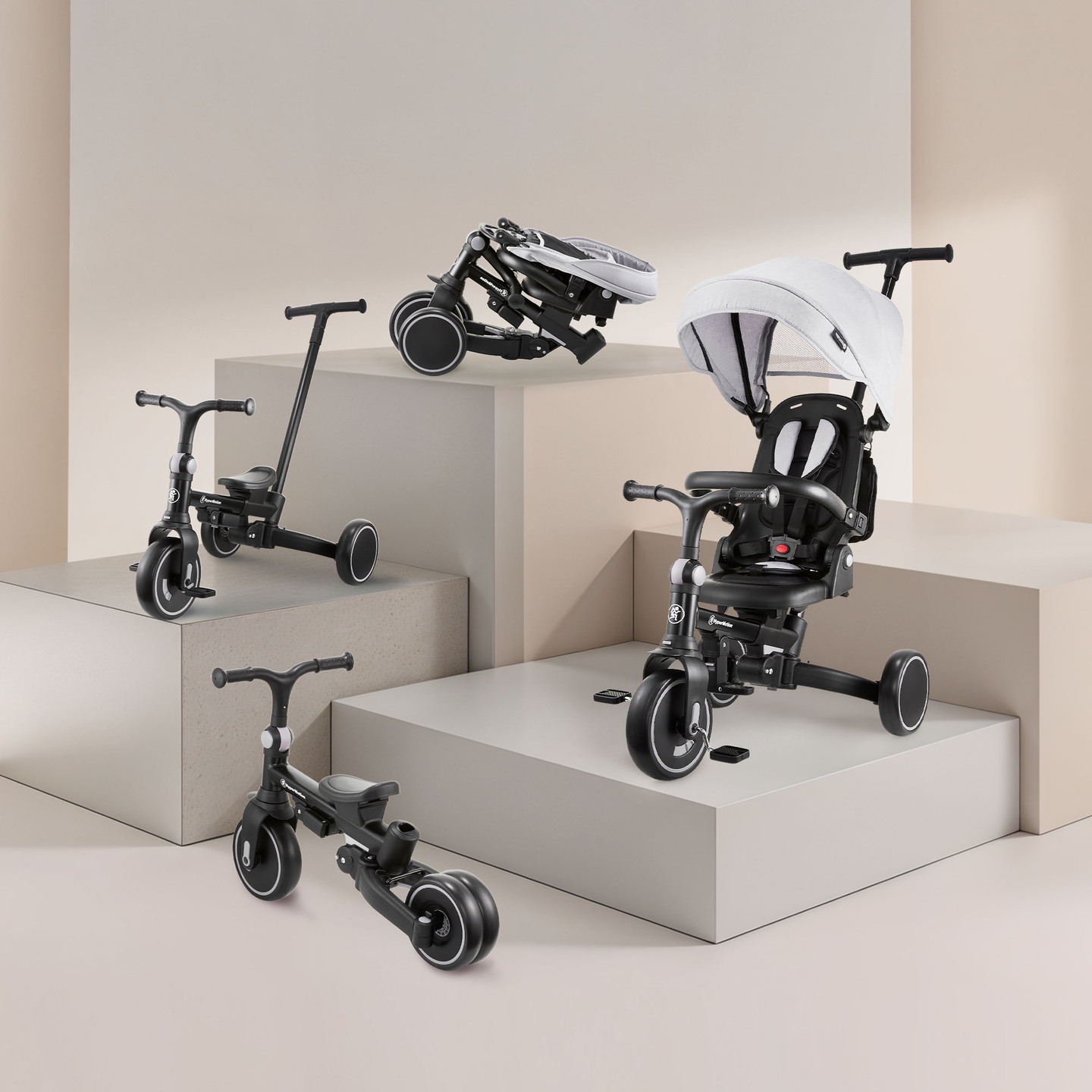 Tricycle multifonctionnel 8 en 1 TOBI FOREST - gris