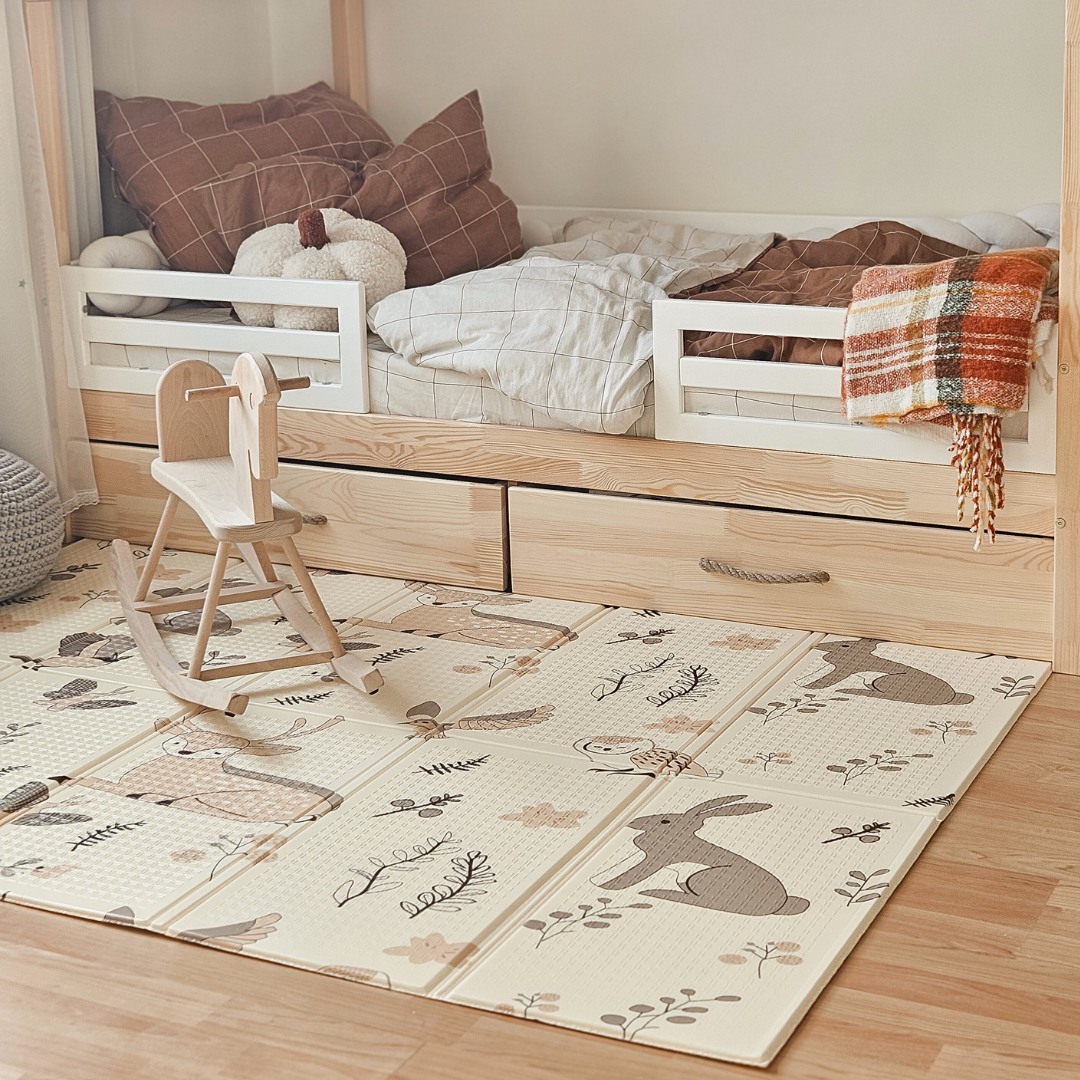 Tapis en mousse pliable double face 180 x 120 x 1 cm - Forêt Magique/Rues d'Automne - bohème