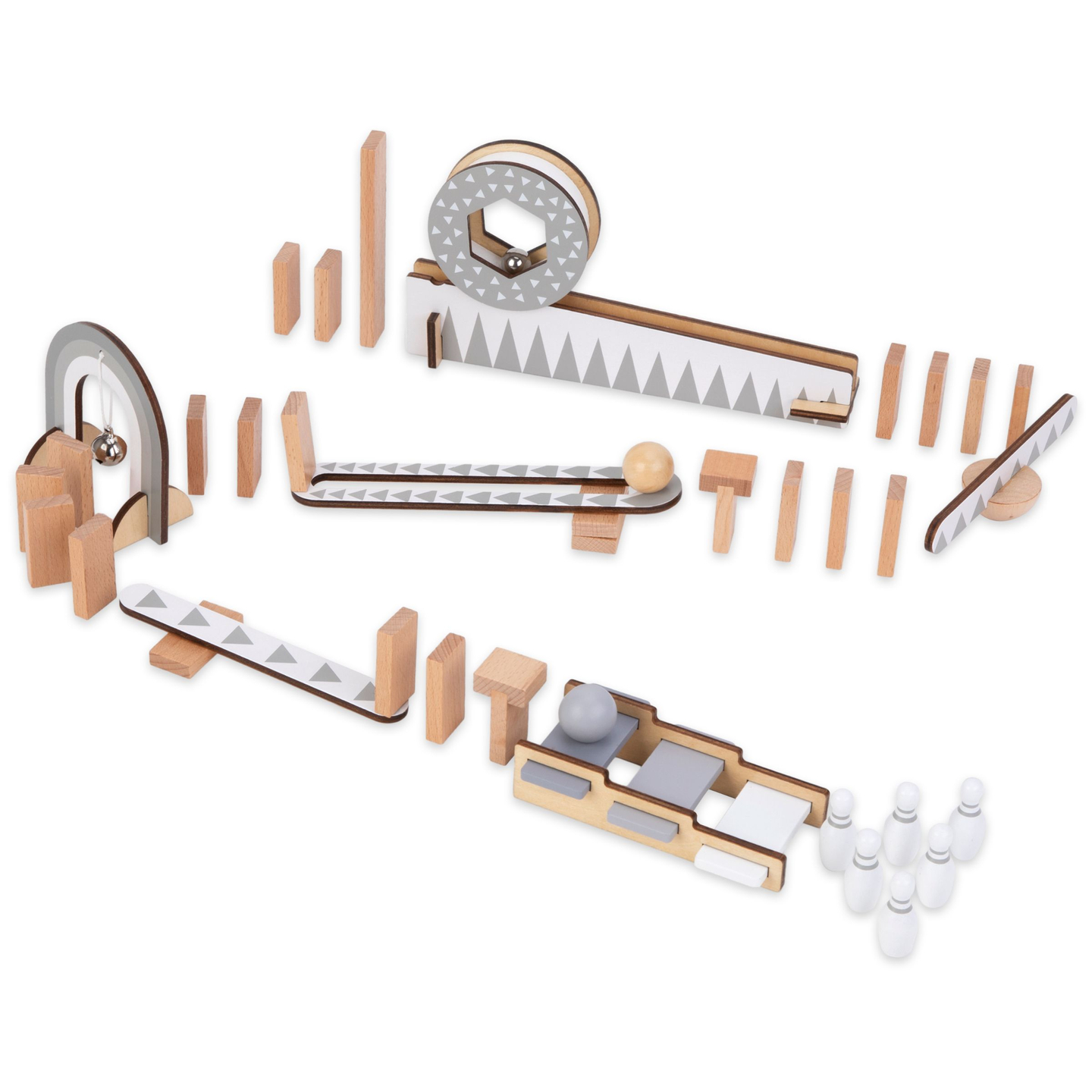 Blocs de dominos en bois - parcours d'obstacles - 48 éléments